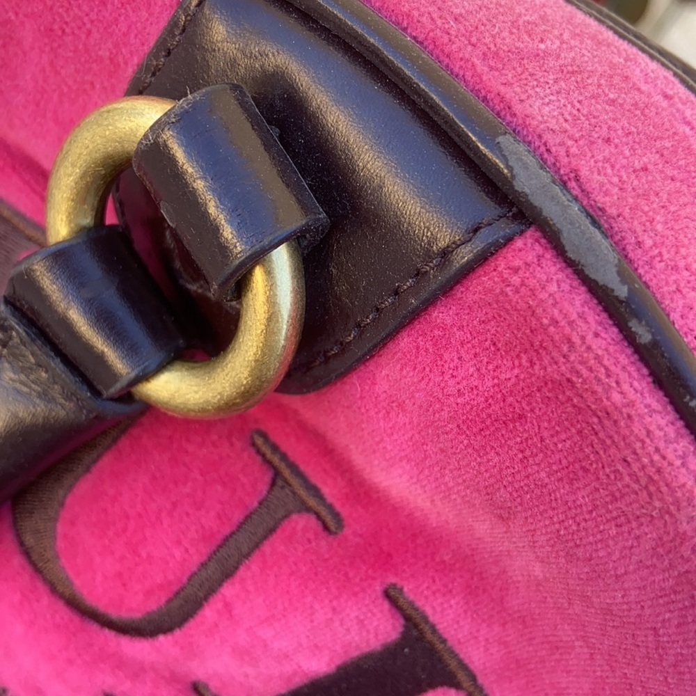 Juicy Couture Y2K PINK Velour REGAL COUTURE Bowler Bag RARE VINTAGE 2000’s - Picture 12 of 16